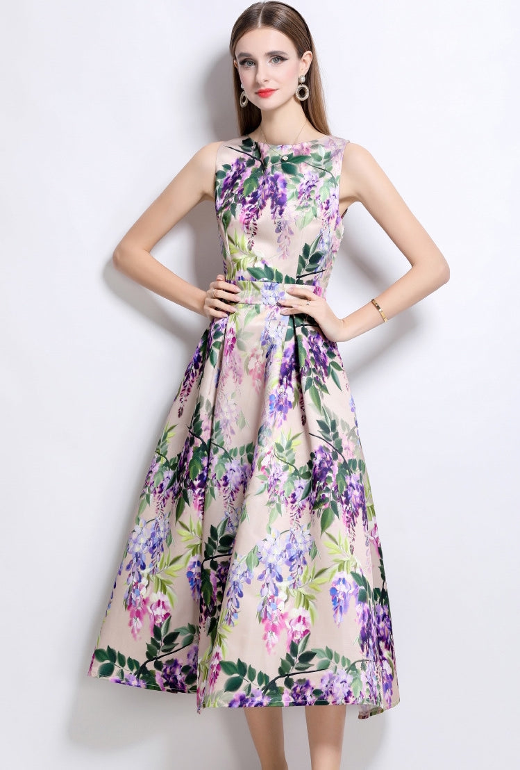 Lavender Cascade Floral Dress