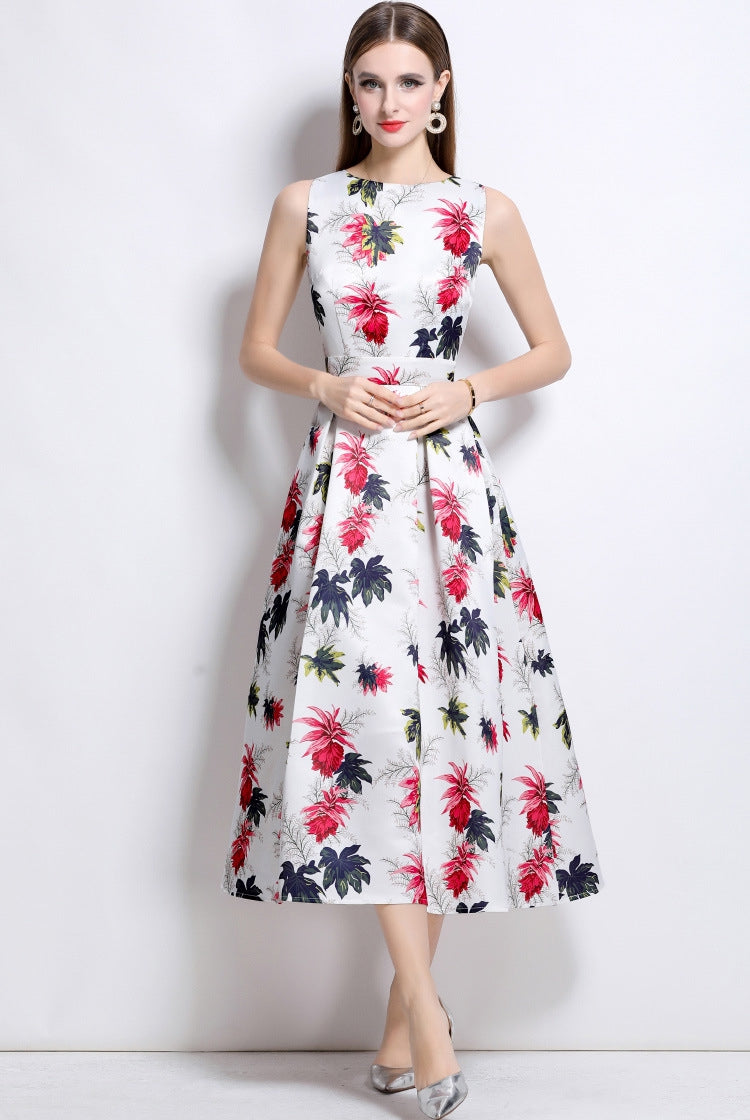 Crimson Petal Grace Midi Dress