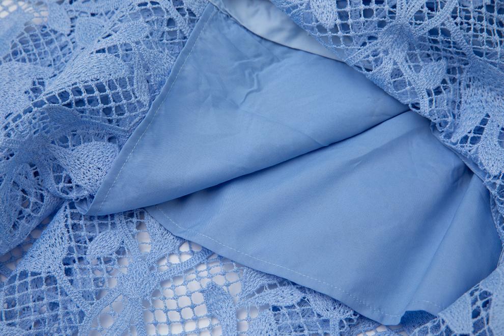 Sky Blossom Sleeveless Lace Midi Dress - 919430221311_BLUE