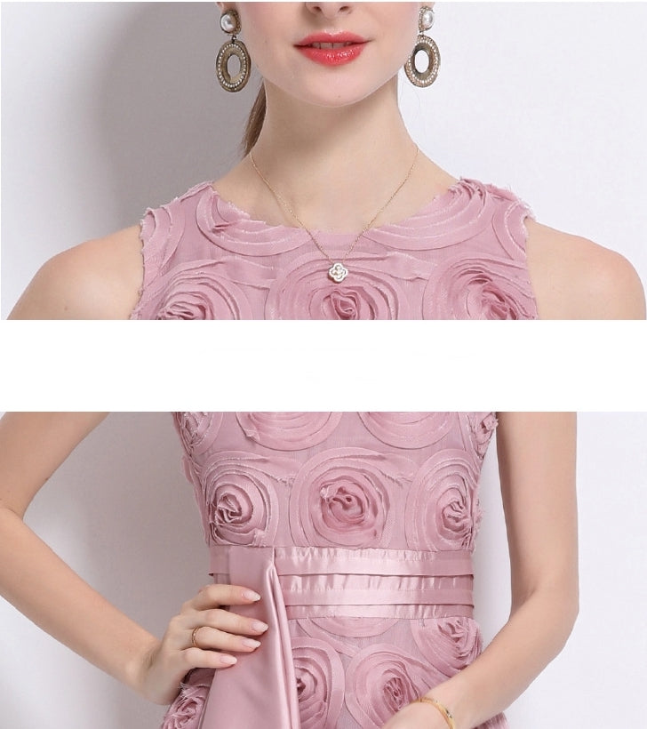 Rosette Blush Cascade Dress