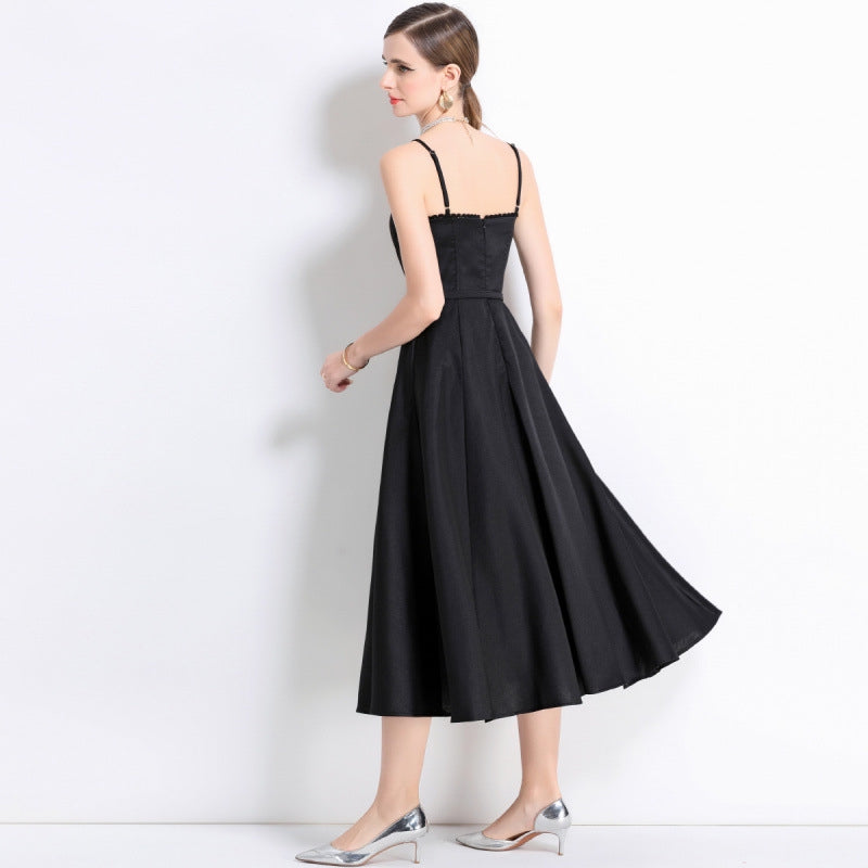 Black Vintage Sweetheart Midi Dress
