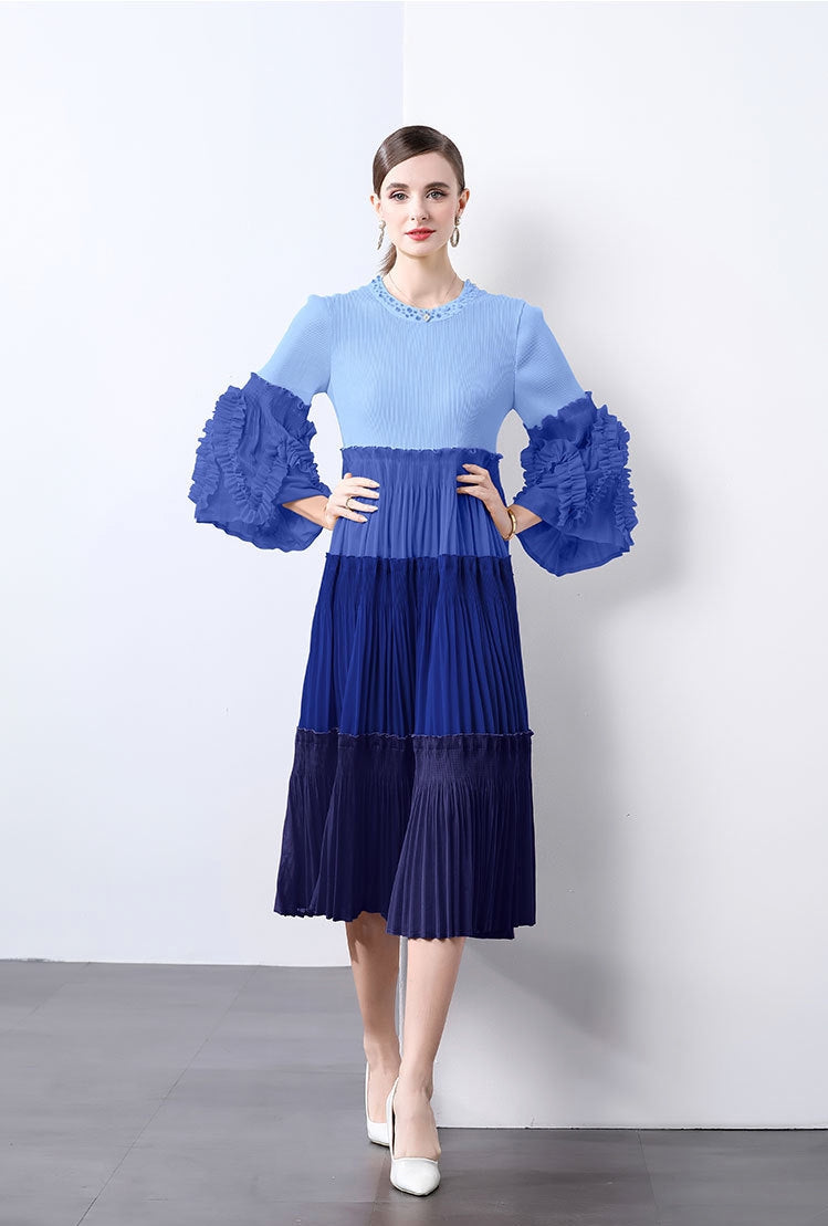 Ocean Ombre Pleated Midi Dress