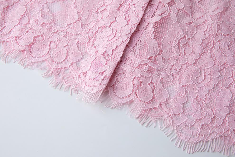 Blush Charm Lace Belted Dress