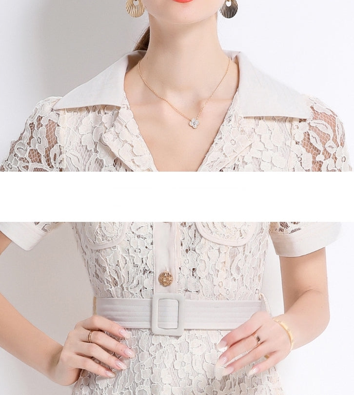 Cream Lace Utility Midi Dress