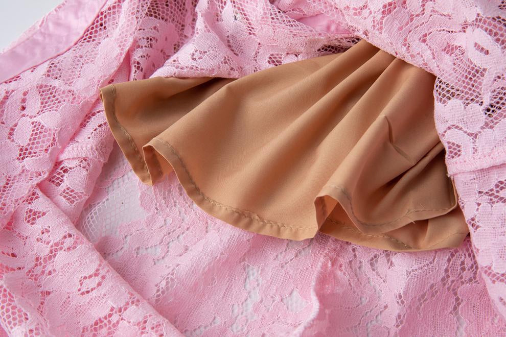 Blush Charm Lace Belted Dress