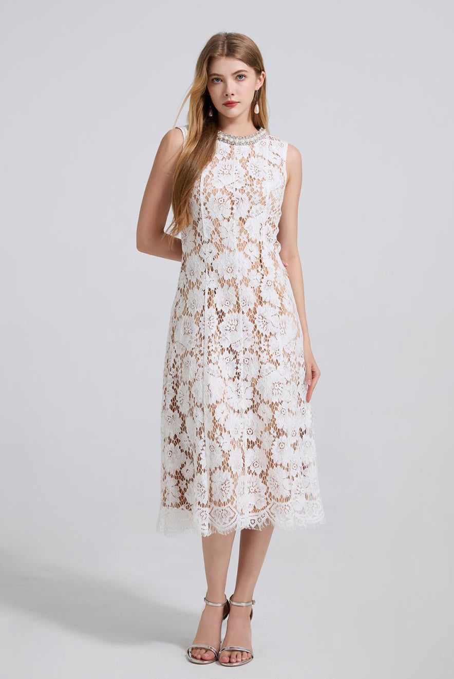 Elegance Bloom Midi Dress - 915910428490_APRICOT