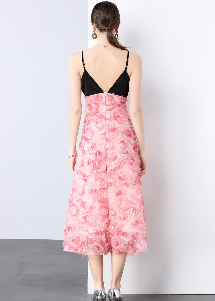 Elegant 3D Floral Midi Dress