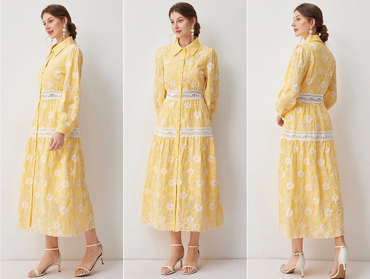 Sunlit Bloom Lace Midi Dress