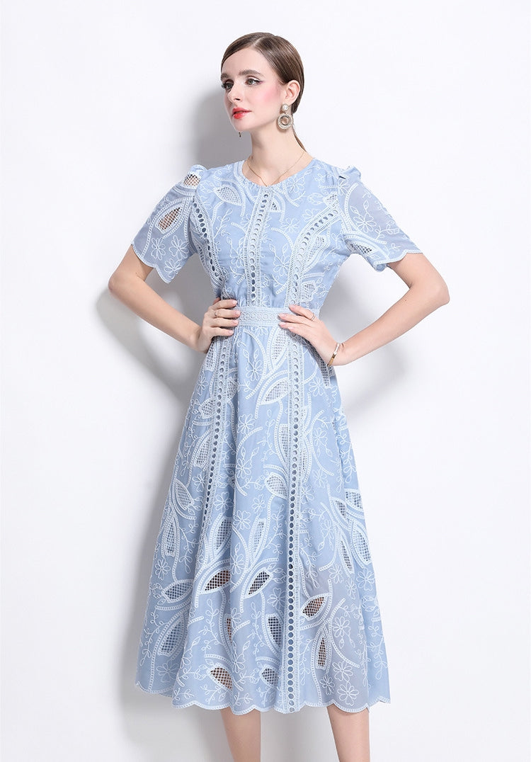 Bluebell Elegance Embroidered Midi Dress