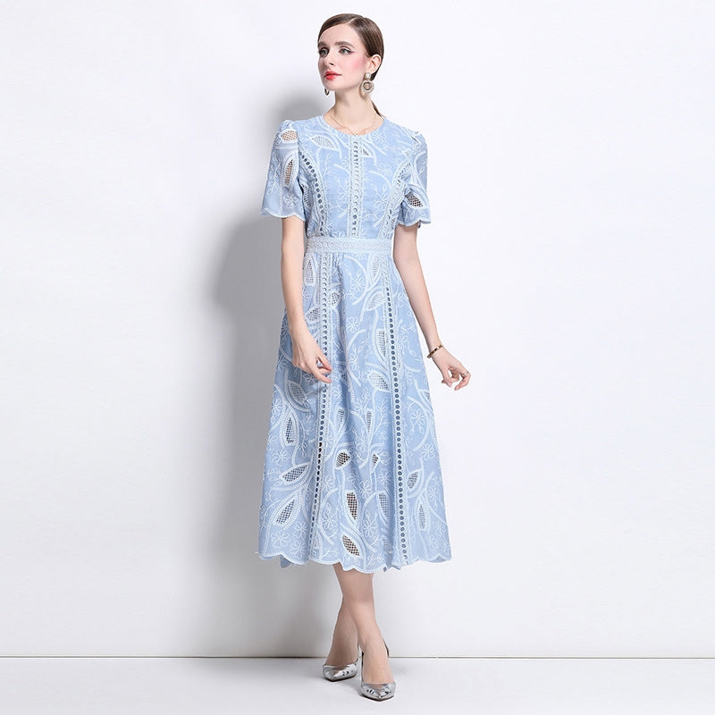 Bluebell Elegance Embroidered Midi Dress