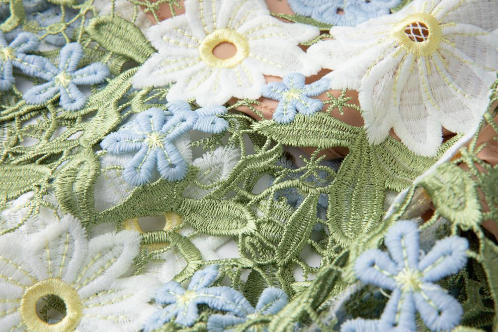 Meadow Bloom Embroidered Lace Dress - 902466078623_GREEN