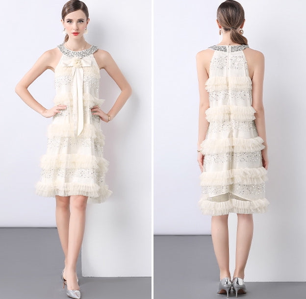 Champagne Radiance Ruffle Dress