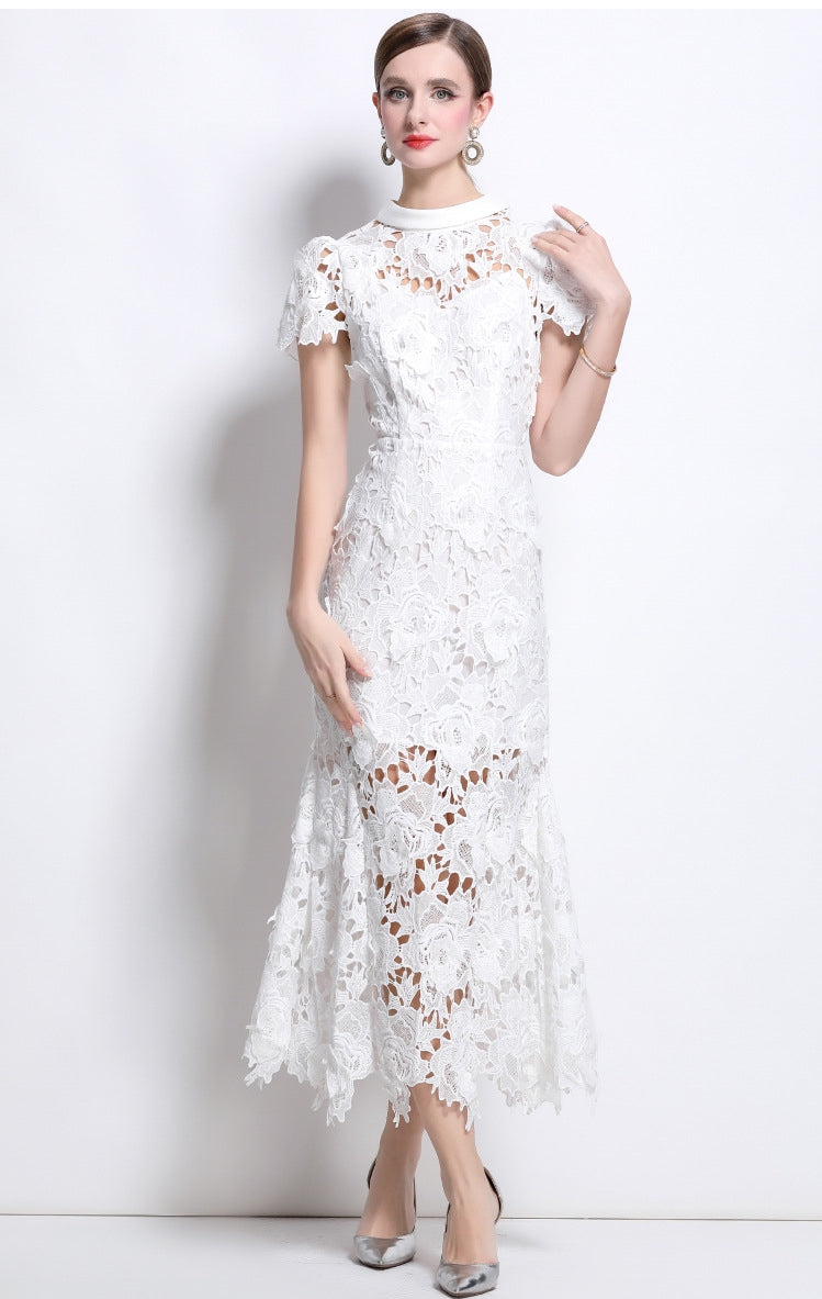 Isla Bloom Lace Midi Dress - 906047289043_WHITE