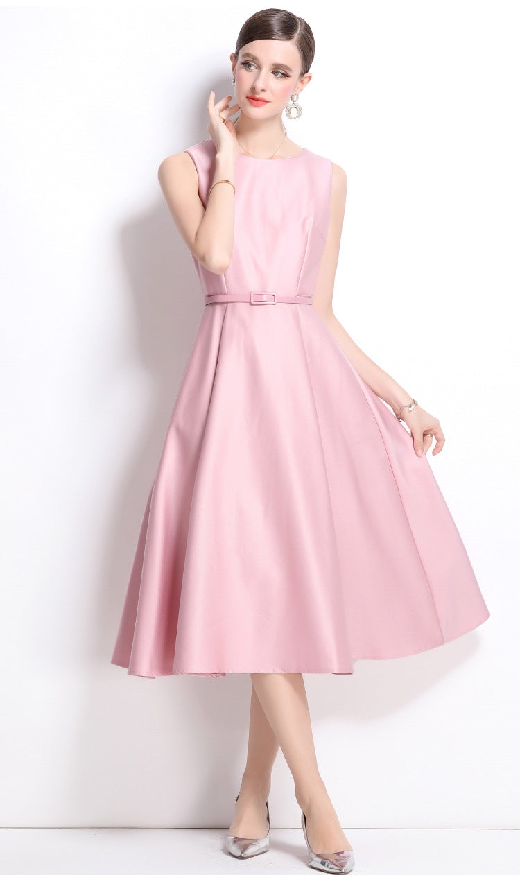 Graceful Pink A-Line Midi Dress
