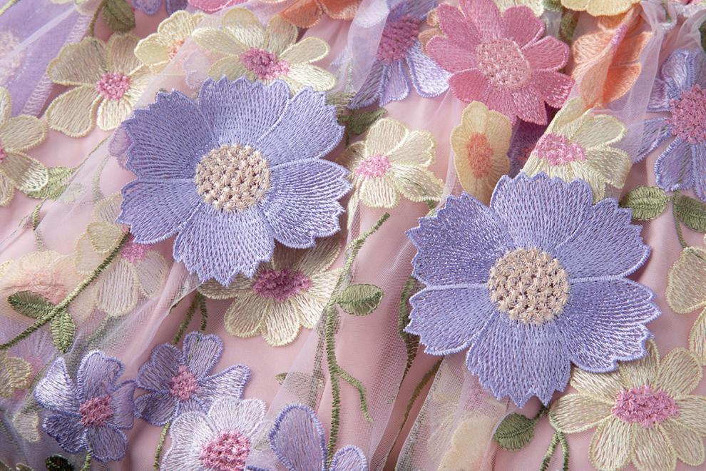 Petal Whisper Strapless Embroidered Dress - 912071976607_PINK