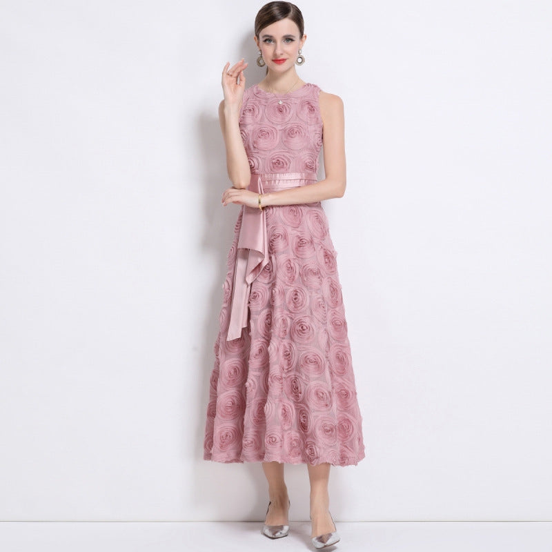 Rosette Blush Cascade Dress