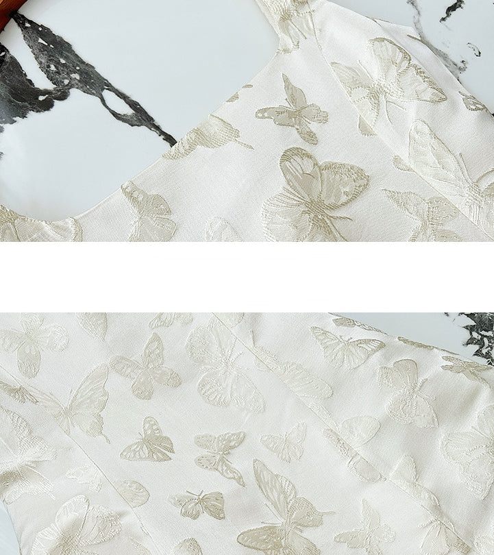 Elegant Floral Jacquard Midi Dress