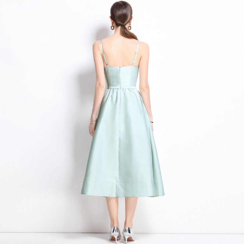 Mint Elegance Satin Midi Dress - 904961972192_MINTGREEN