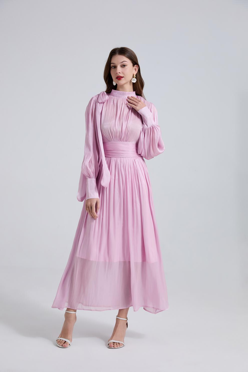 Royal Radiance Pleated Satin Dressy - 905557854806_PINK