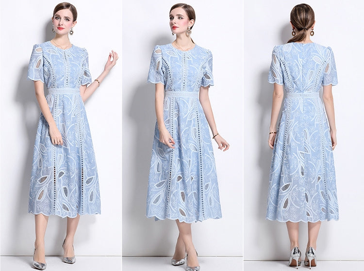 Bluebell Elegance Embroidered Midi Dress