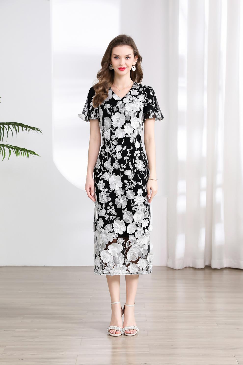 Midnight Bloom Midi Dress