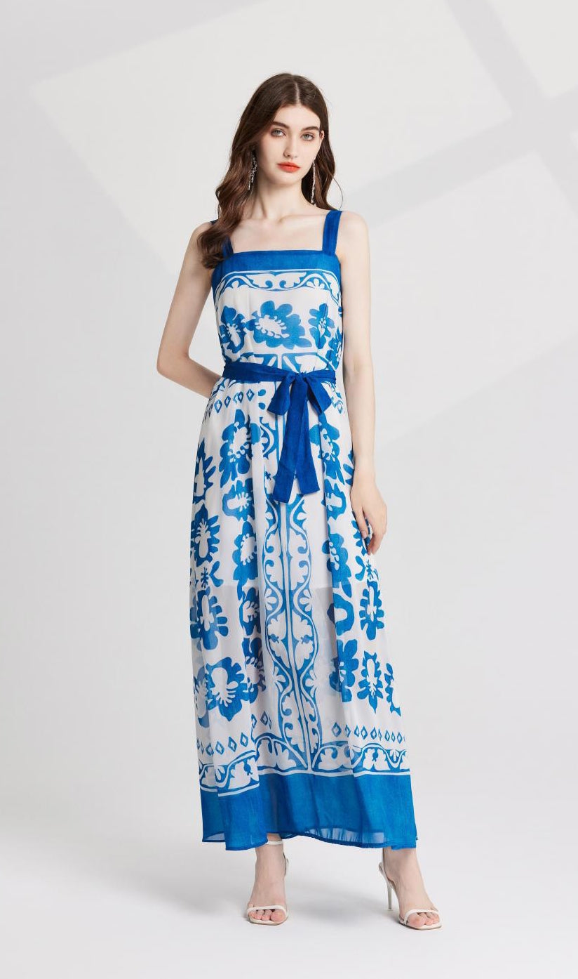 Azure Bloom Maxi Dress - 909280320318_BLUE