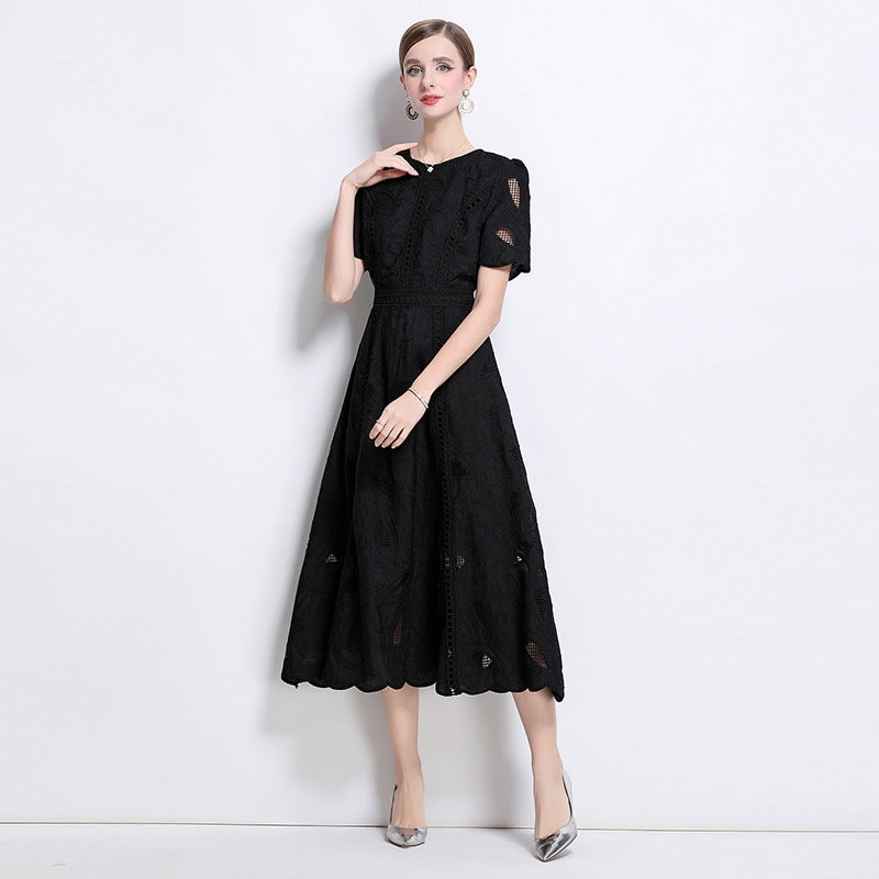 Midnight Grace Embroidered Midi Dress