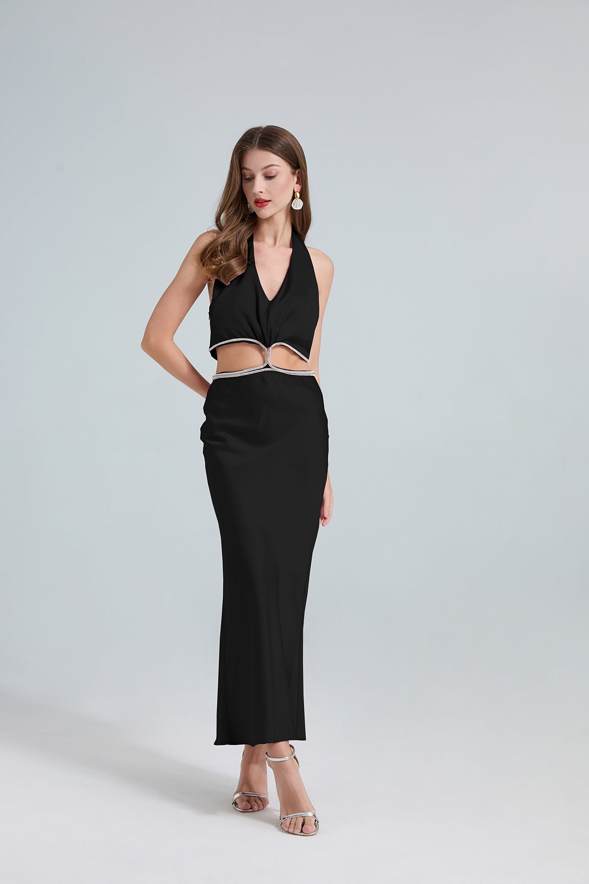 Halter Cutout Maxi Dress – Black