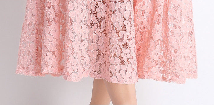 Blush Pink Lace Military Midi Dress