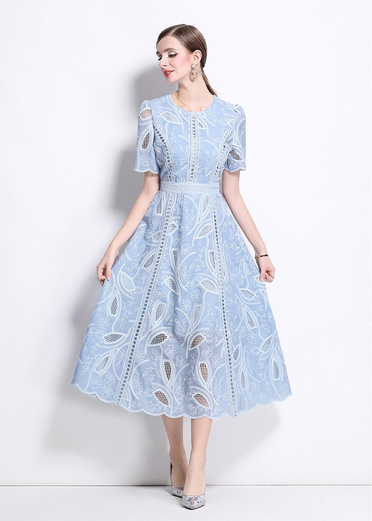 Bluebell Elegance Embroidered Midi Dress