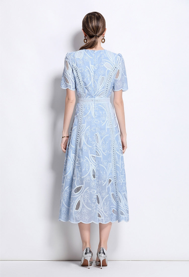 Bluebell Elegance Embroidered Midi Dress