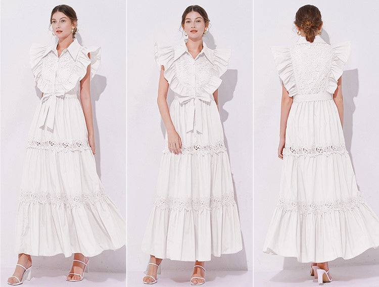 Grace Ruffle Embroidered Maxi Dress