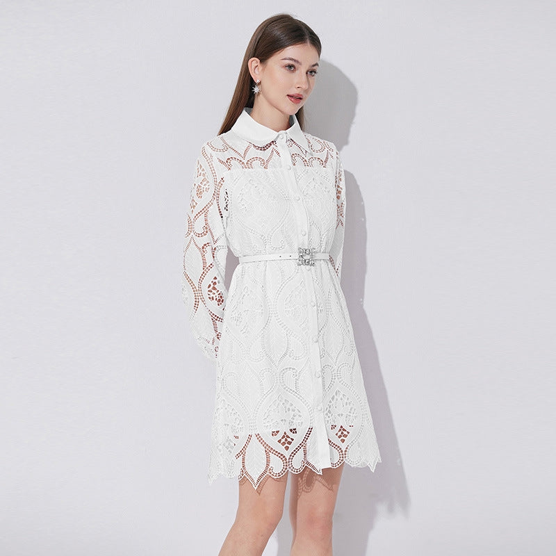 Pristine Eyelet Shirt Dress - 901761933519_WHITE