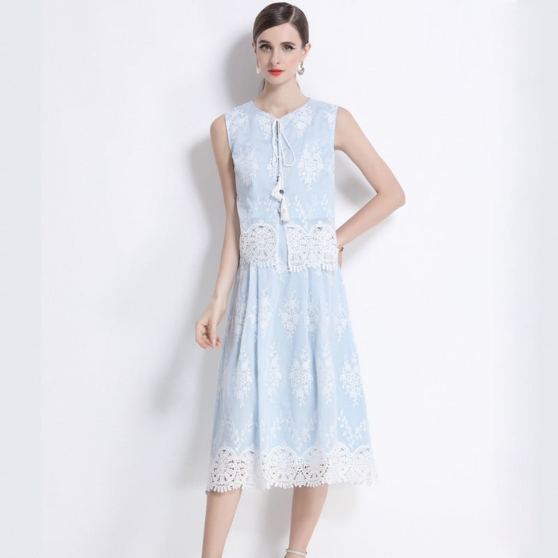 Powder Blue Floral Two Piece Set