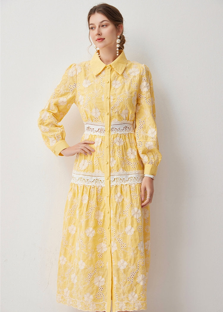 Sunlit Bloom Lace Midi Dress