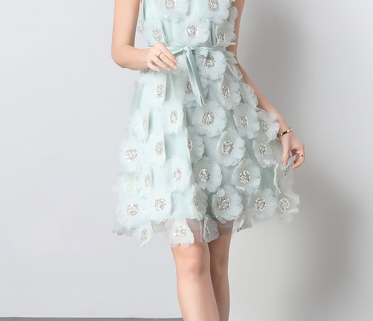 Blossom Charm Sleeveless A-Line Dress