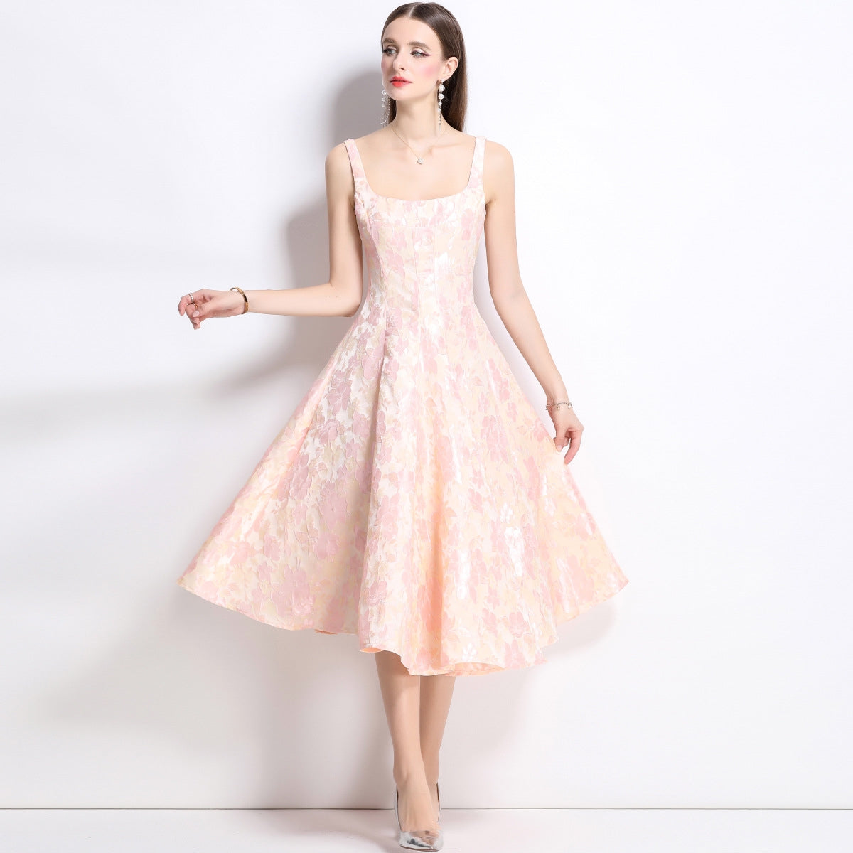 Floral Jacquard Midi Dress – CHANCY : Premium Western Wear