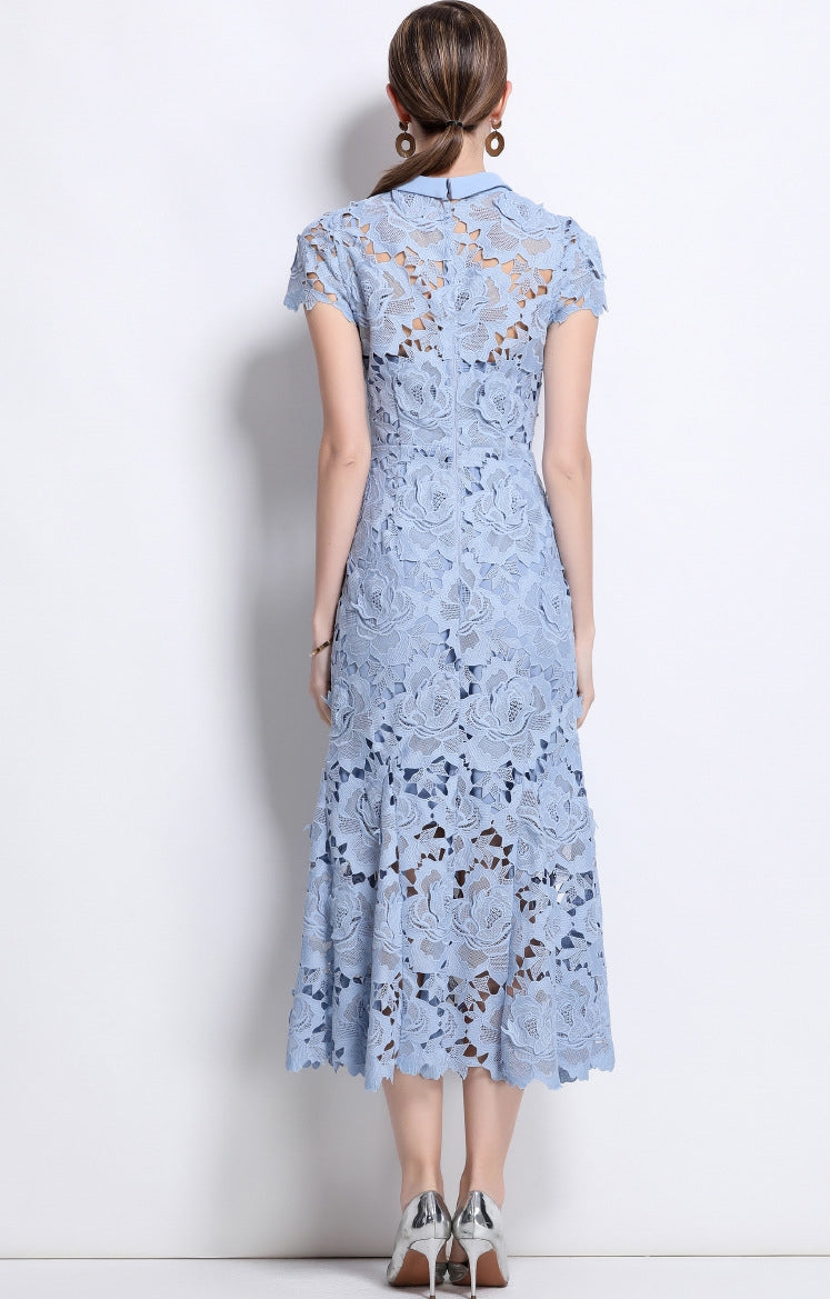 Seraphina Floral Lace Midi Dress - 906047289043_BLUE