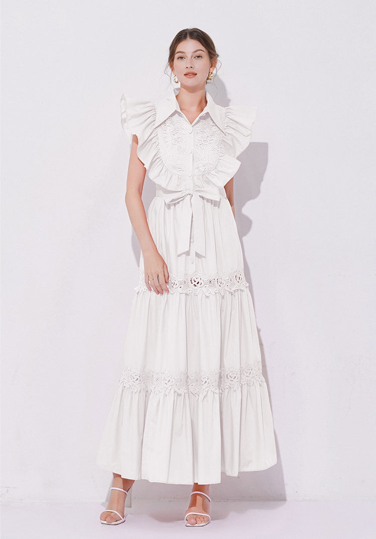 Grace Ruffle Embroidered Maxi Dress