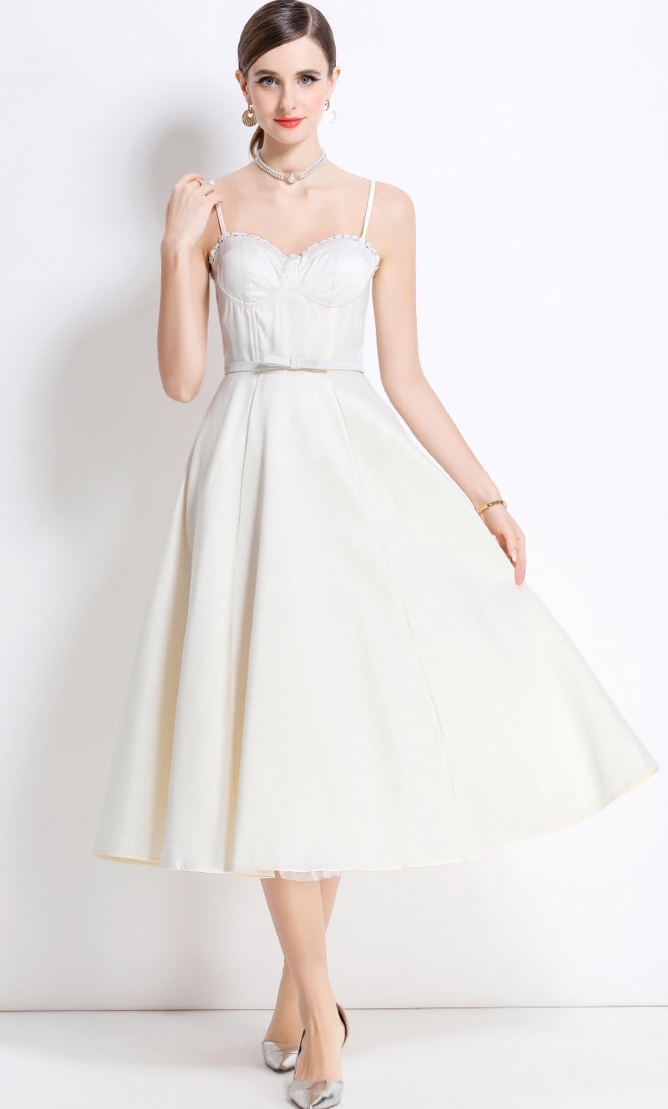 Apricot Sweetheart Midi Dress