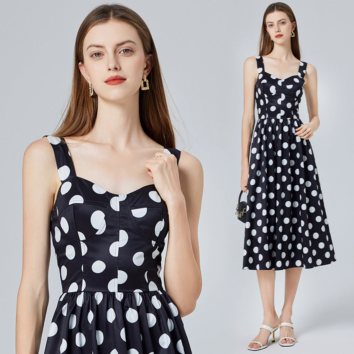 Vintage Polka Dot Midi Dress