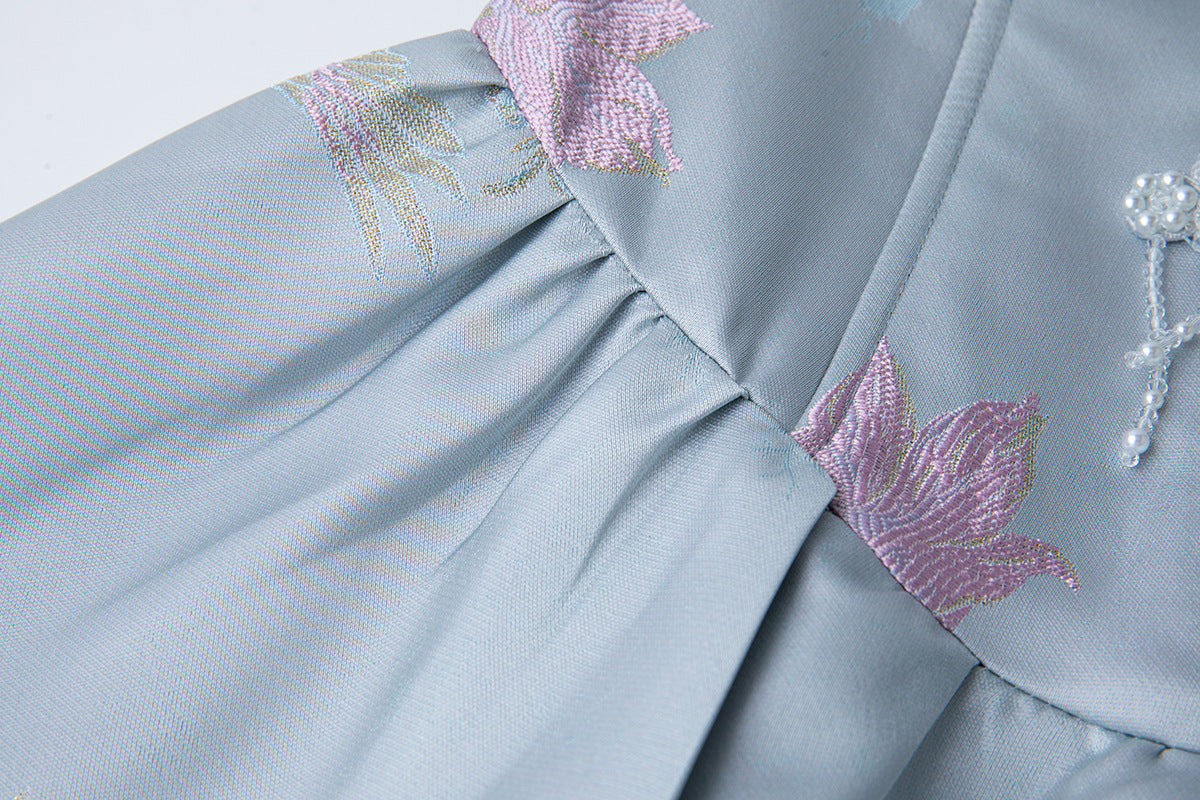 Elegant Strapless Embroidered Bubble Hem Dress