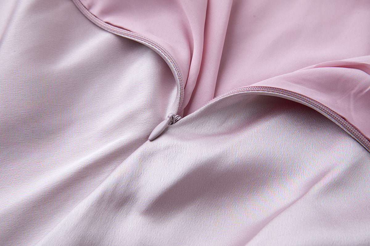 Halter Cutout Satin Maxi Dress – Blush Pink