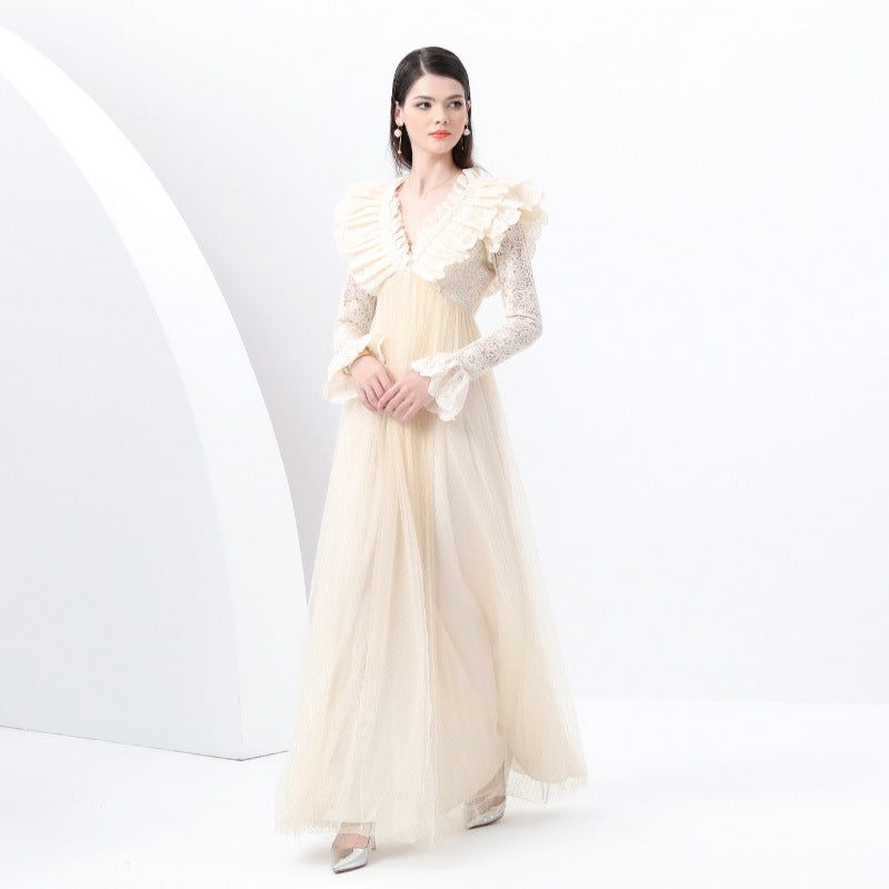 Apricot Reverie Lace Gown