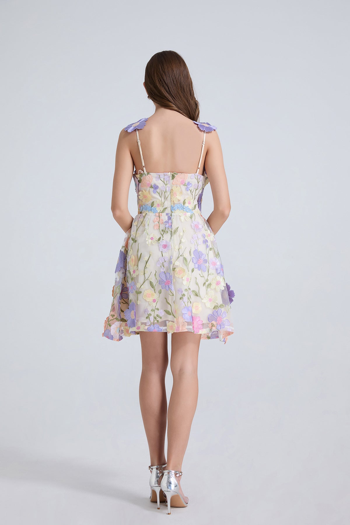 Pastel Floral Embroidered Dress