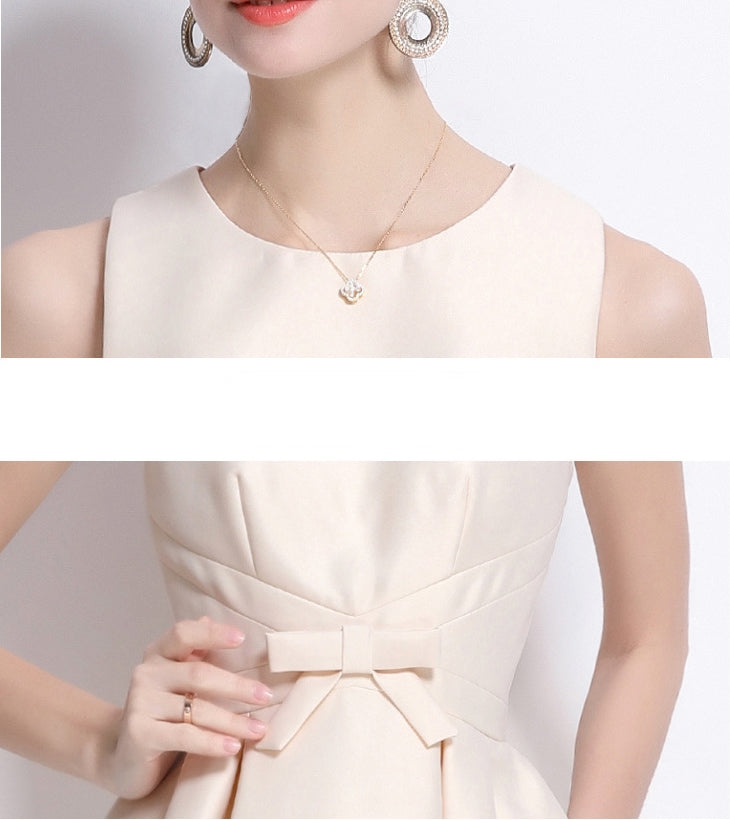 Sleeveless Bow Detail Fit & Flare Mini Dress - Ivory