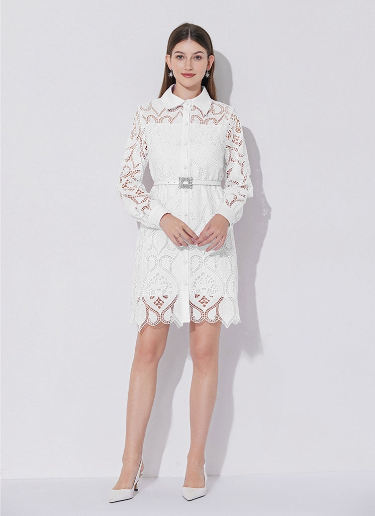 Pristine Eyelet Shirt Dress - 901761933519_WHITE