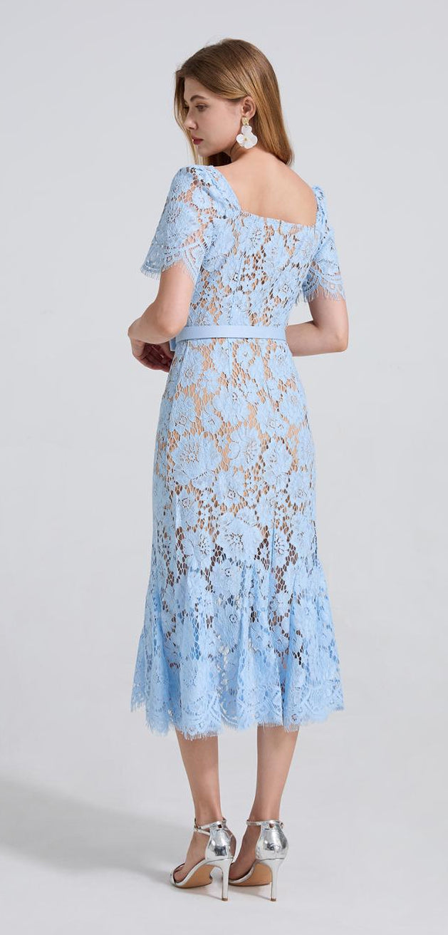 Bluebell Grace Floral Lace Midi Dress - 912087138600_BLUE