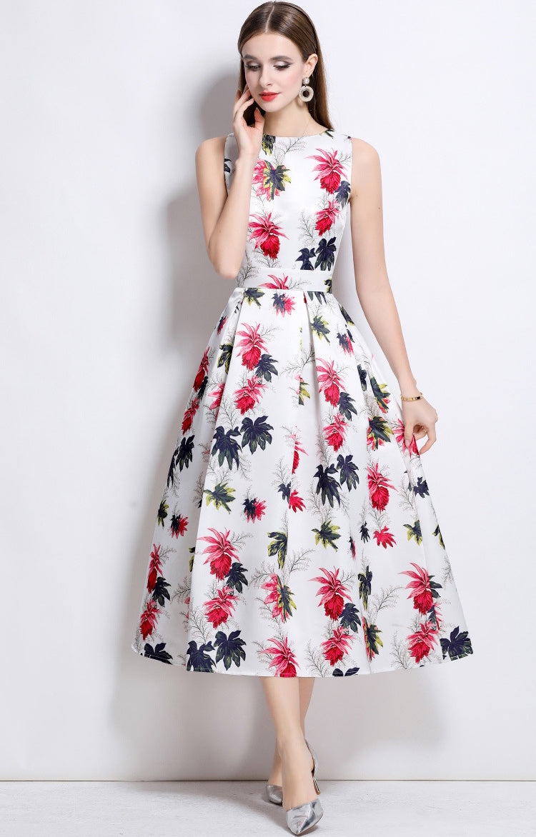 Crimson Petal Grace Midi Dress