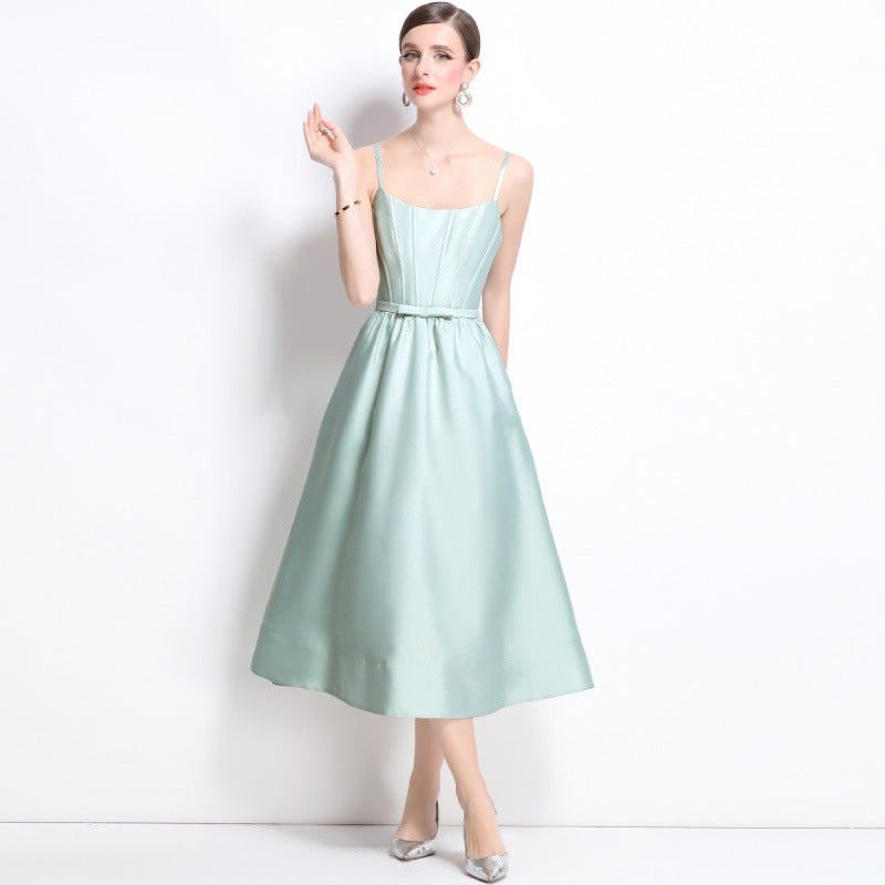 Mint Elegance Satin Midi Dress - 904961972192_MINTGREEN